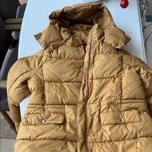 J crew Tan Puffer Jacket with removable Hood